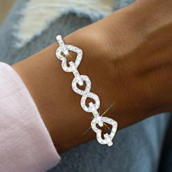 28ctw White Sapphire Paved Infinity Heart Statement Bracelet