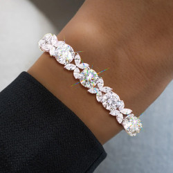 19ctw Round and Marquise Cut White Sapphire Statement Bracelet