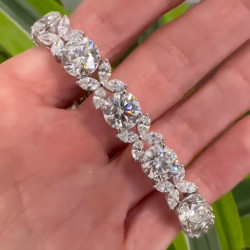 19ctw Round and Marquise Cut White Sapphire Statement Bracelet