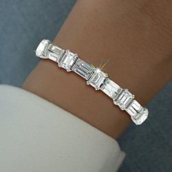 25ctw Emerald Cut White Sapphire Statement Bracelet