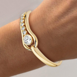 7ctw Round Cut Bezel Set Asymmetric Bangle