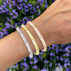 7mm Width Baguette and Round Cut Paved Stackable Bangle