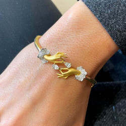 Vintage Pear Cut Sandblasted Love Hands Bangle