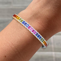 9ctw Oval Cut Multicolor Sapphire Rainbow Bangle