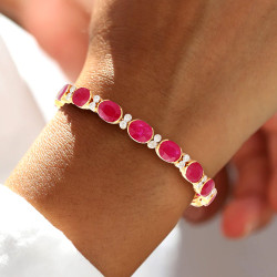 26ctw Oval Cut Ruby Vintage Statement Bracelet