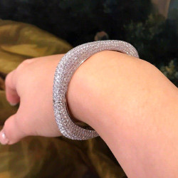 22ctw White Sapphire Allover Paved Square Bangle