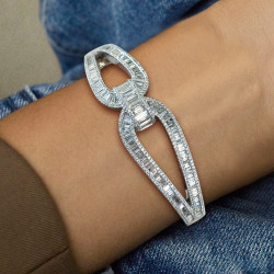 12ctw Baguette Cut White Sapphire Infinity Knot Bangle