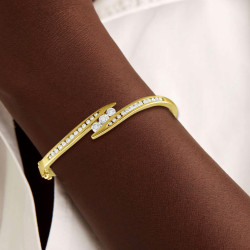 2ctw Round Cut Gold Tone Bypass Bangle Bracelet