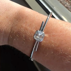 5ct Asscher Cut White Sapphire Simple Bypass Bangle