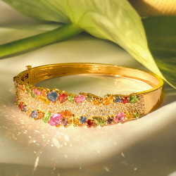 10ctw Multicolor Sapphire Clustered Rainbow Bangle