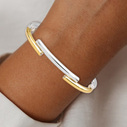 Bezel Set White Sapphire Modern Simple Bangle