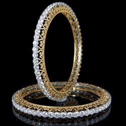 22ctw Round Cut Two Tone Filigree Vintage Bangle