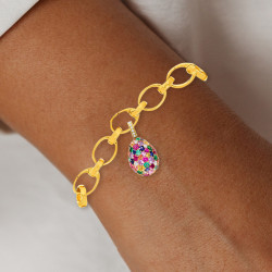 4ctw Multicolor Sapphire Paved Rainbow Egg Charm Bracelet