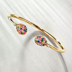 6ctw Multicolor Sapphire Egg Pendant Open Bangle