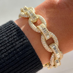 20ctw Round and Baguette Cut Link Bracelet