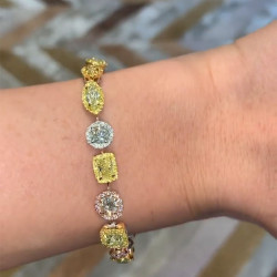 Multi Shape Yellow&Pink Sapphire Halo Bracelet
