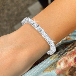 40ctw Princess Cut White Sapphire Tennis Bracelet