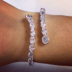 Oval Cut White Sapphire Open Bracelet