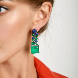 11.2ctw Asscher Cut Emerald Statement Earrings