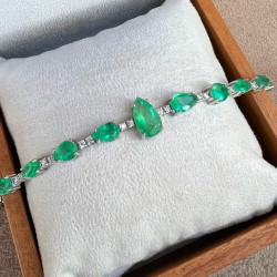 12ctw Multi-Sized Pear Cut Emerald Statement Bracelet