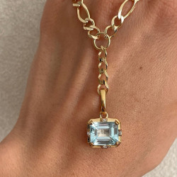 6ct Emerald Cut Birthstone Detachable Drop Link Necklace