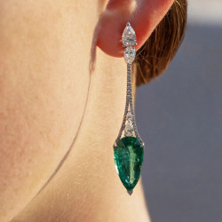 Pear Cut Emerald Drop Earrings