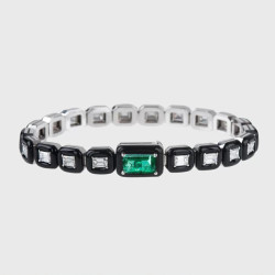 5.3ct Emerald Cut Emerald Enamel Bracelet