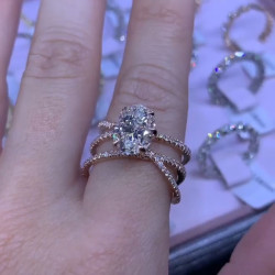 3.35ct Oval Cut White Sapphire Engagement Ring in Rose Gold