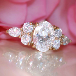 2.5ct Oval Cut Cluster Sidestone Engagement Ring
