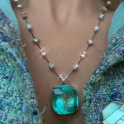 20ct Cushion Cut Paraiba Tourmaline Pendant Necklace