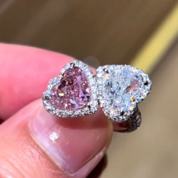 2ct White and Pink Sapphire Heart Engagement Ring