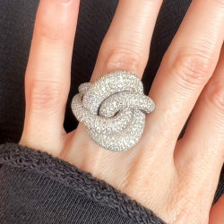 5ctw White Sapphire Paved Cross Knot Cocktail Ring