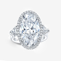 8ct Oval Cut Three-stone Halo Engagement Ring