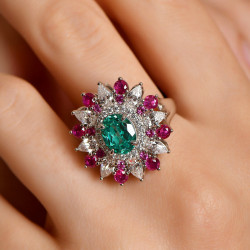 2ct Paraiba Tourmaline Vintage Halo Cocktail Ring
