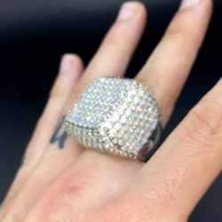 14ctw White Sapphire Paved Bold Square Dome Ring