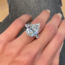 10ct Pear Cut White Sapphire Three-Stone Engagement Ring