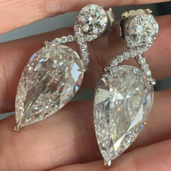 6.2ct Pear Cut White Sapphire Drop Earrings