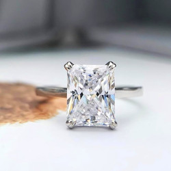 3.5ct Radiant Cut White Sapphire Engagement Ring