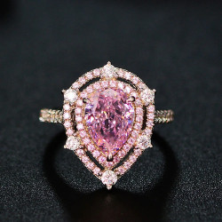 3ct Pear Cut Pink Sapphire Vintage Halo Engagement Ring