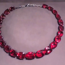 Oval Cut Ruby Choker Necklace in Sterling Silver