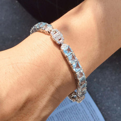 32ctw Asscher Cut Aquamarine Art-deco Vintage Bracelet