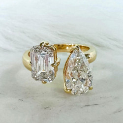 8ctw Emerald and Pear Cut Toi Et Moi Engagement Ring
