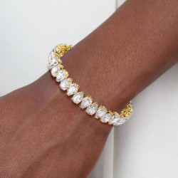 22ctw Pear Cut White Sapphire Tennis Bracelet