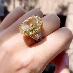 9.3ct Oval Cut Yellow Sapphire Engagement Ring