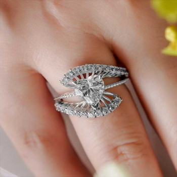 Heart Cut White Sapphire Engagement Ring
