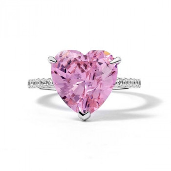 Heart Cut Pink Sapphire Dainty Engagement Ring