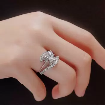 Heart Cut White Sapphire Engagement Ring