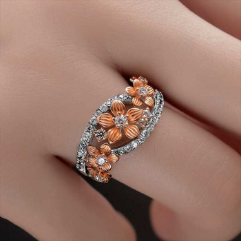 1ct Floral Round Cut Wedding Band