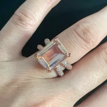 8.5ct Morganite Pink Sapphire Paved Engagement Ring