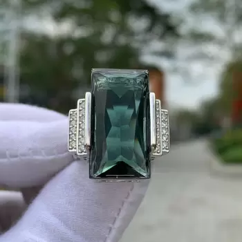 32ct Radiant Cut Green Tourmaline Vintage Cocktail Ring